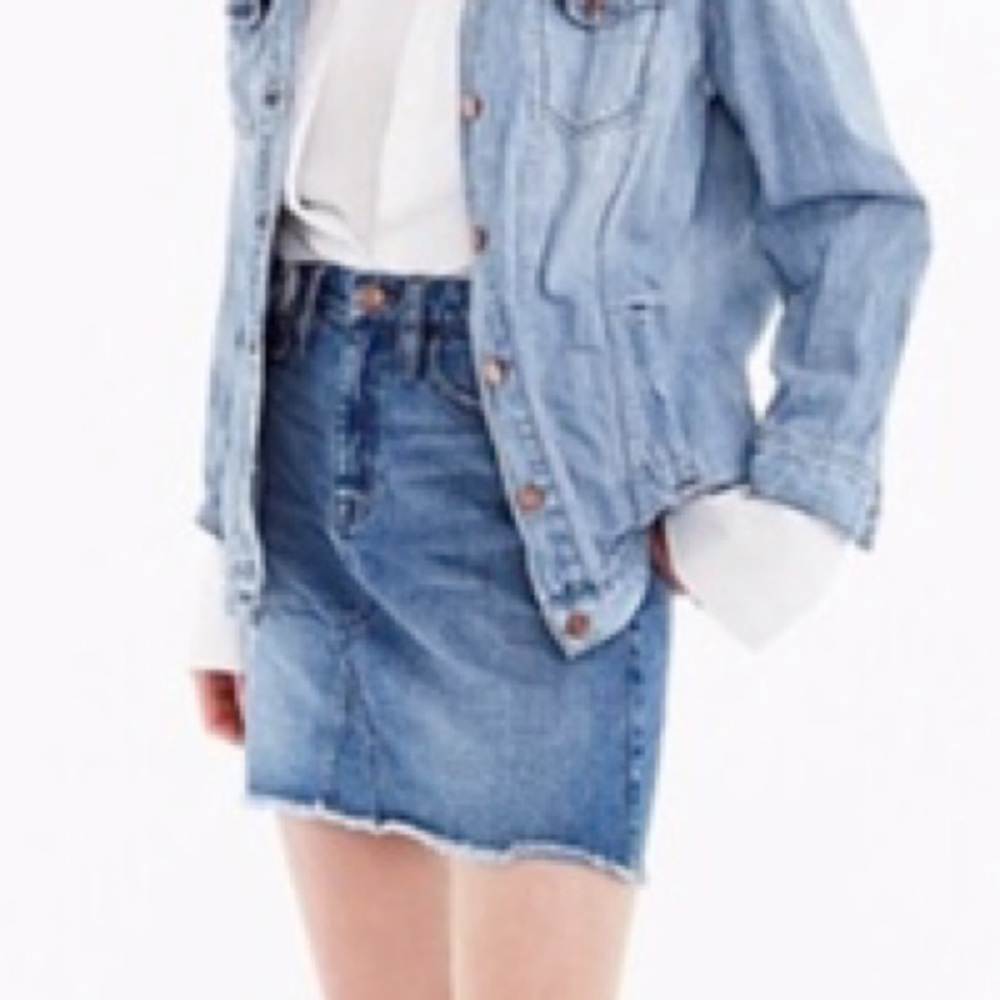 J Crew Raw Hem Denim Mini Skirt
